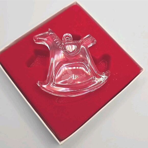 Vintage Orrefors 1994 Rocking Horse Christmas Ornament Crystal in Box U97 - Picture 4 of 5